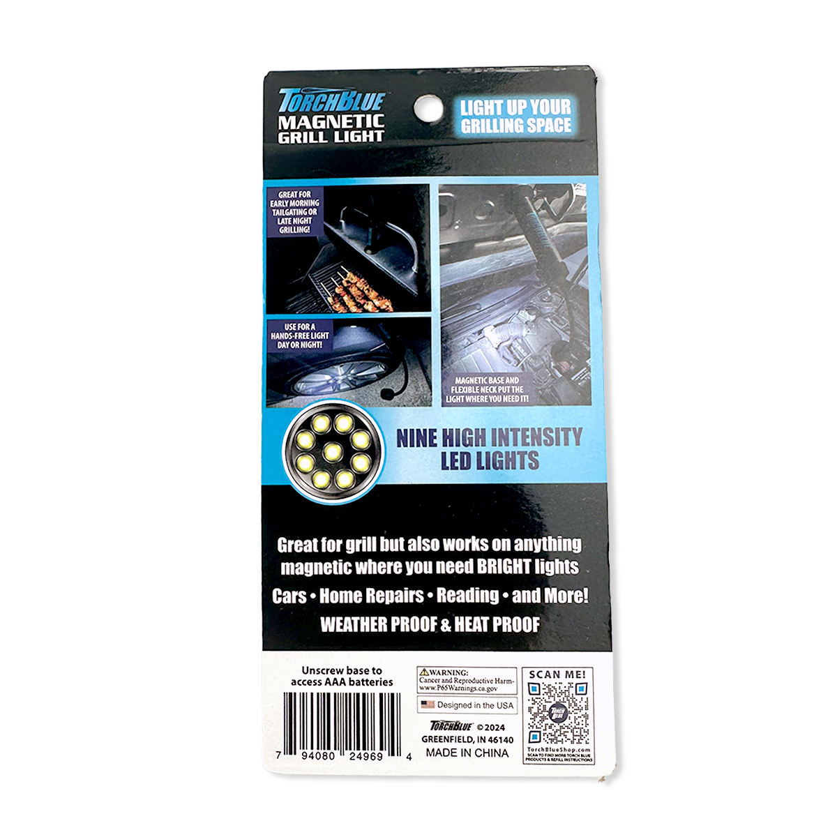 Grill LED Flashlight Matte Finish with Magnetic Stand - 6 Pieces Per Retail Ready Display 24969 TORCH BLUE