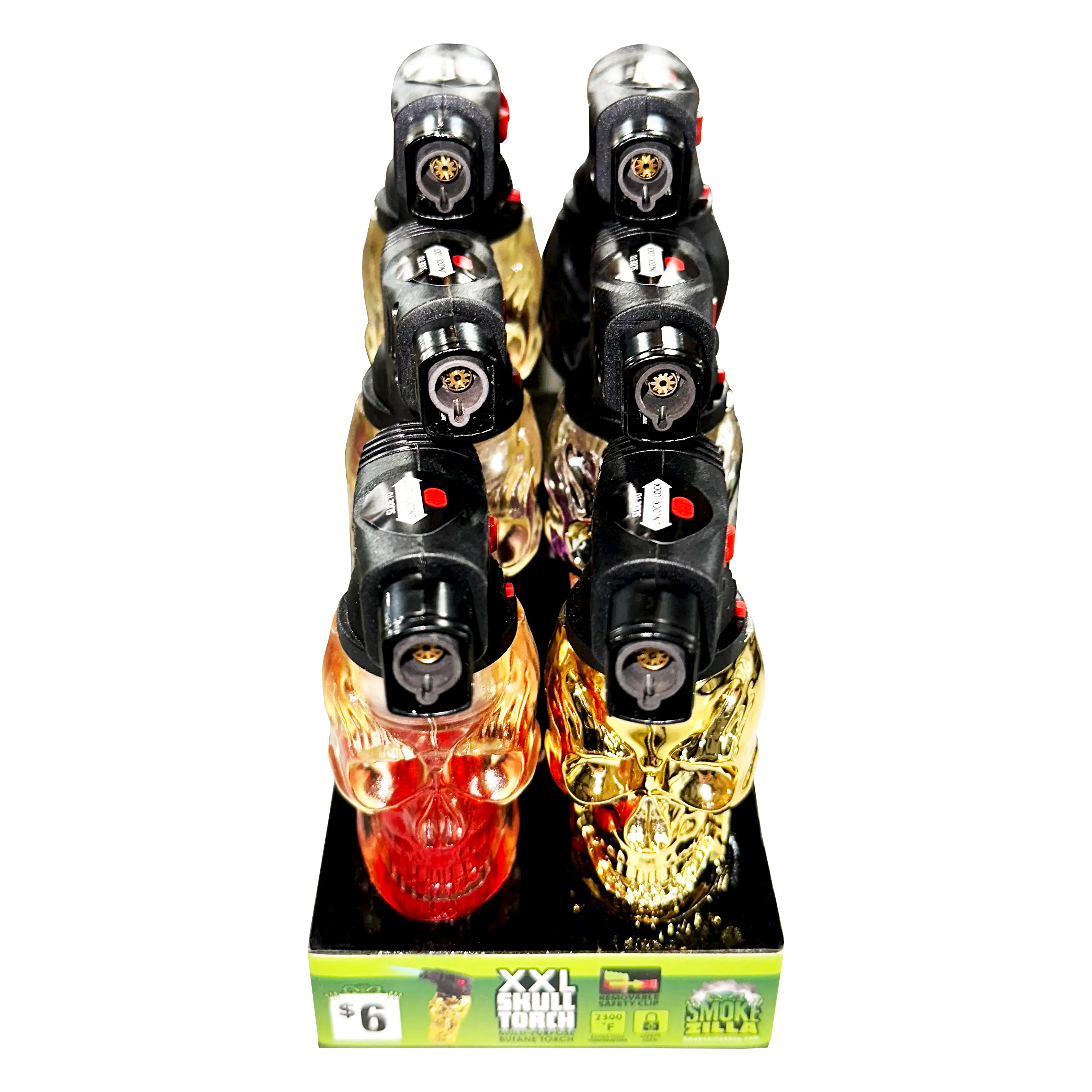 Metallic XXL Skull Torch Lighter - 6 Pieces Per Retail Ready Display 41484 SMOKEZILLA