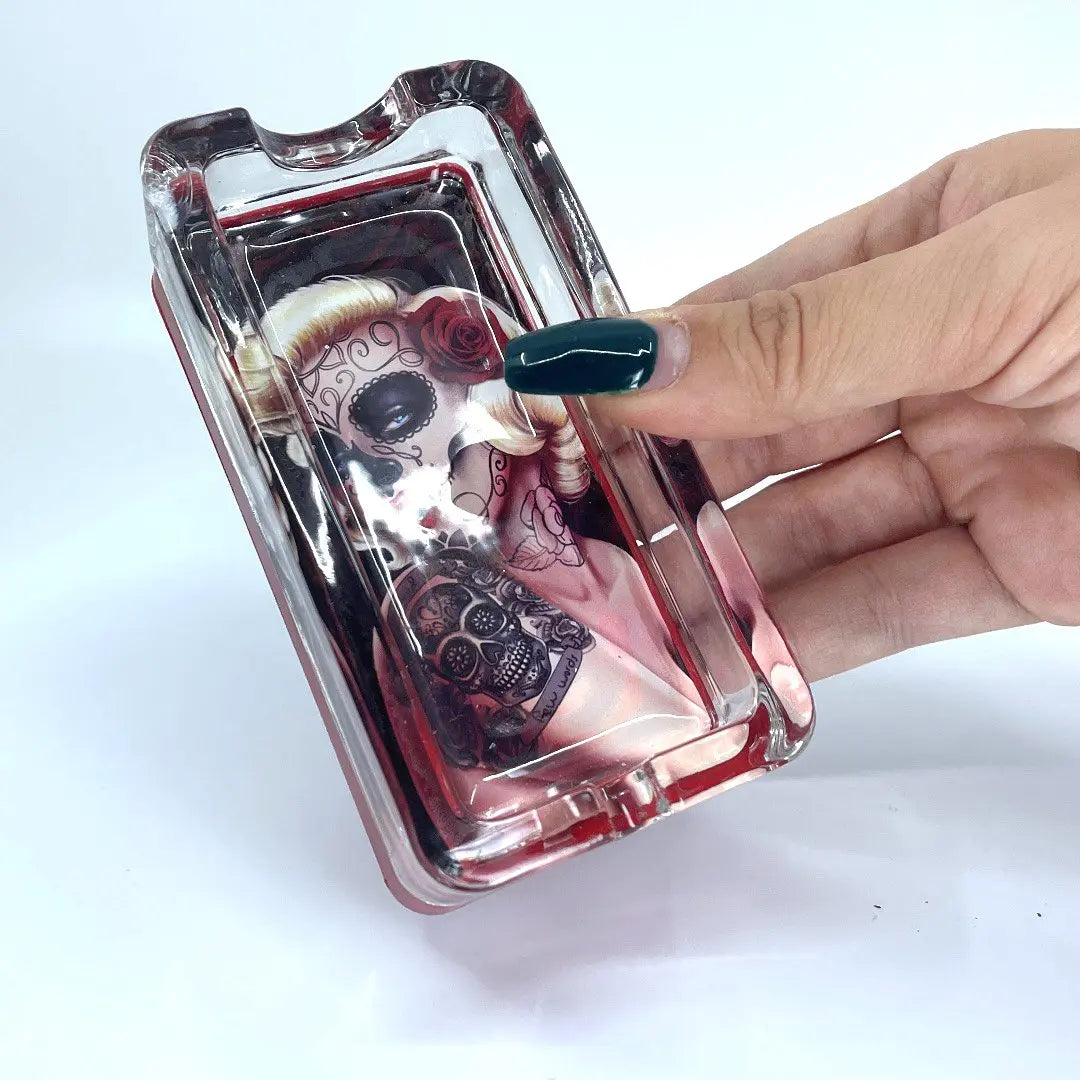 Glass Ashtray with LED Light Up Design - 6 Per Retail Ready Wholesale Display 41473 SMOKEZILLA