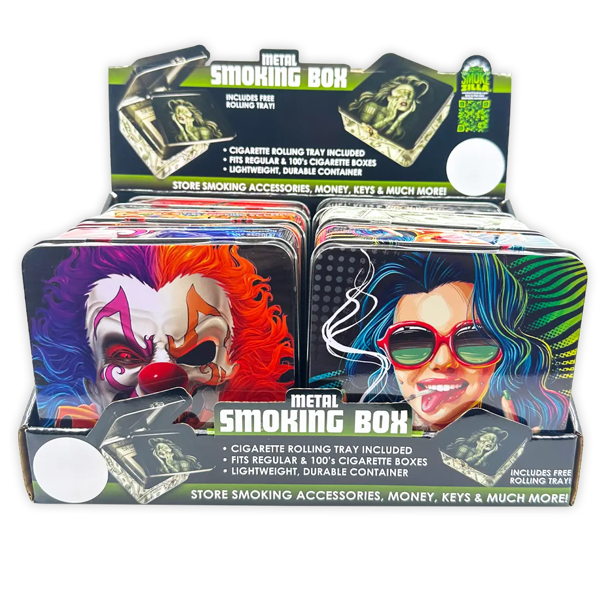 Metal Storage Box with Roll Tray - 6 Pieces Per Retail Ready Display 23253 SMOKEZILLA
