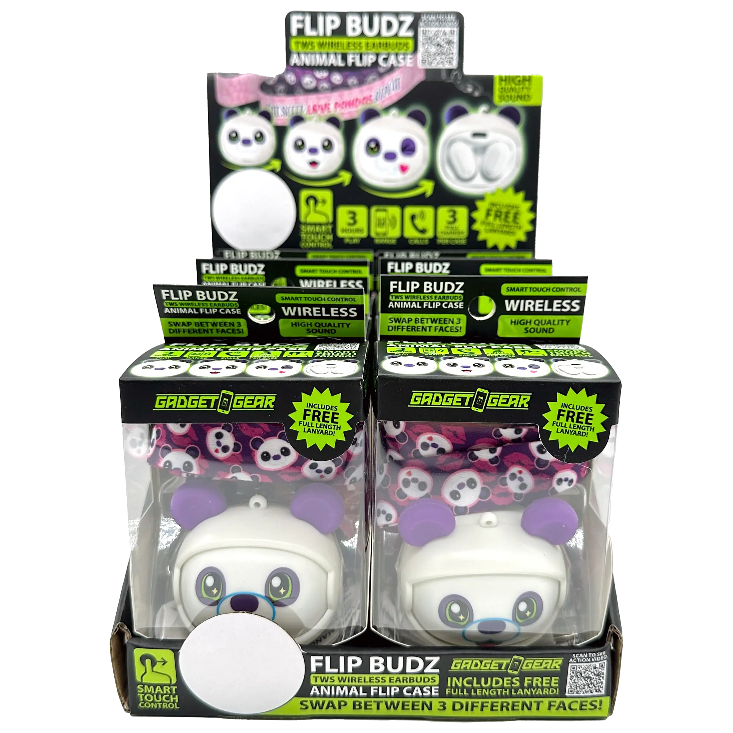 Wireless Earbuds Animal Themed with Case and Lanyard - 6 Pieces Per Retail Ready Display 23561 GADGET GEAR