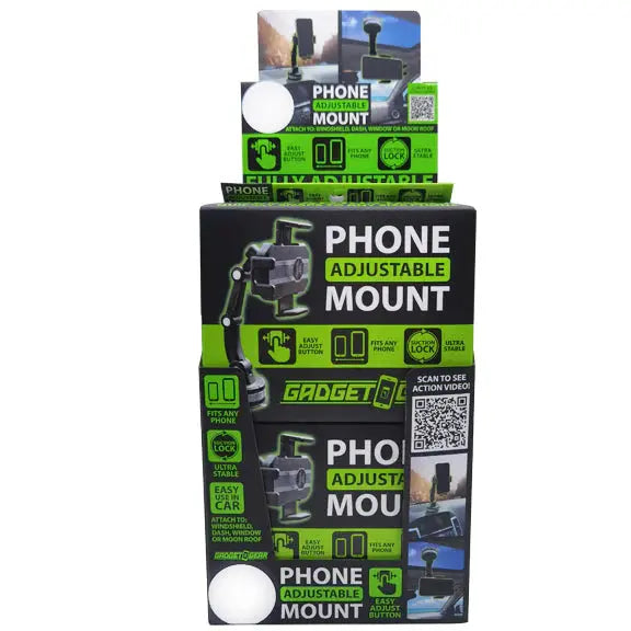 Adjustable Phone Mount with Suction Cup - 4 Pieces Per Retail Ready Display 23562 GADGET GEAR