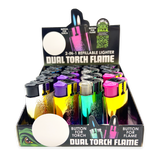 Metallic Dual Flame N Torch Lighter - 16 Pieces Per Retail Ready Display 23696
