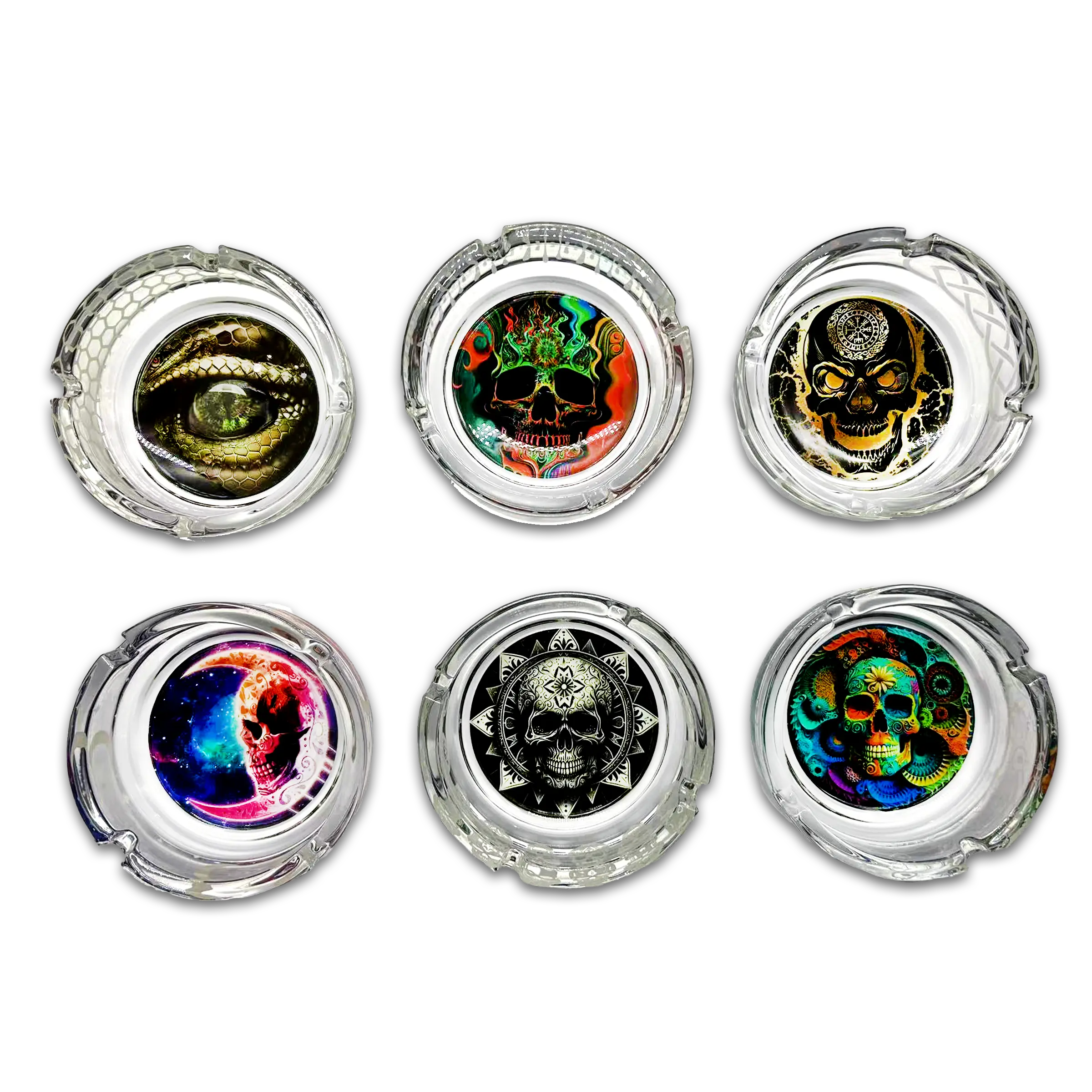 Glow in The Dark Glass Ashtray - 6 Pieces Per Retail Ready Display 23719 SMOKEZILLA