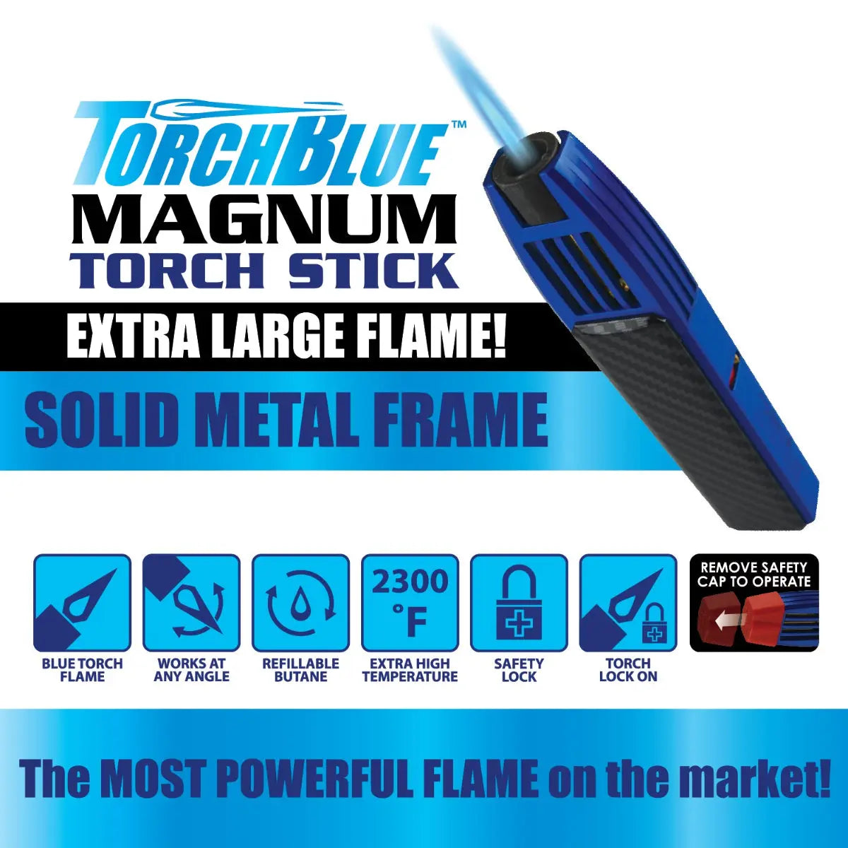 Magnum Zinc Torch Stick Lighter - 12 Pieces Per Retail Ready Display 23755 TORCH BLUE