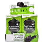 Car Charger and Wall Charger Combo Dual Port USB / USB-C 3.1 Amp - 6 Pieces Per Retail Ready Display 23764 GADGET GEAR