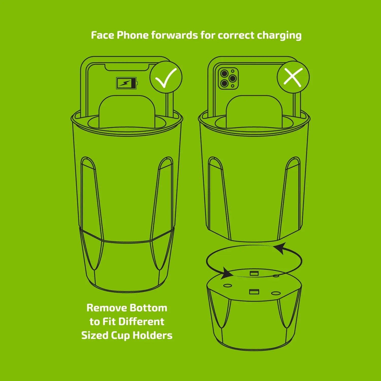 Cup Holder Multi-Port Wireless Charger - 4 Pieces Per Retail Ready Display 23765 GADGET GEAR