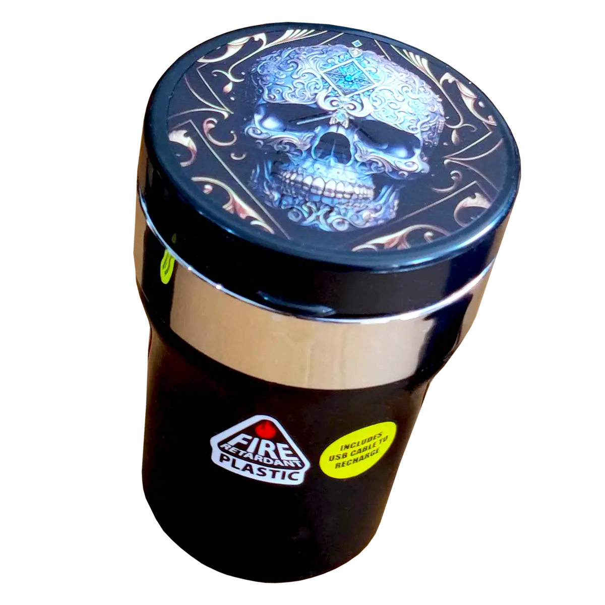 Printed Lid Butt Bucket Ashtray With Usb Coil Lighter & LED Light - 6 Per Retail Ready Wholesale Display 23805 SMOKEZILLA