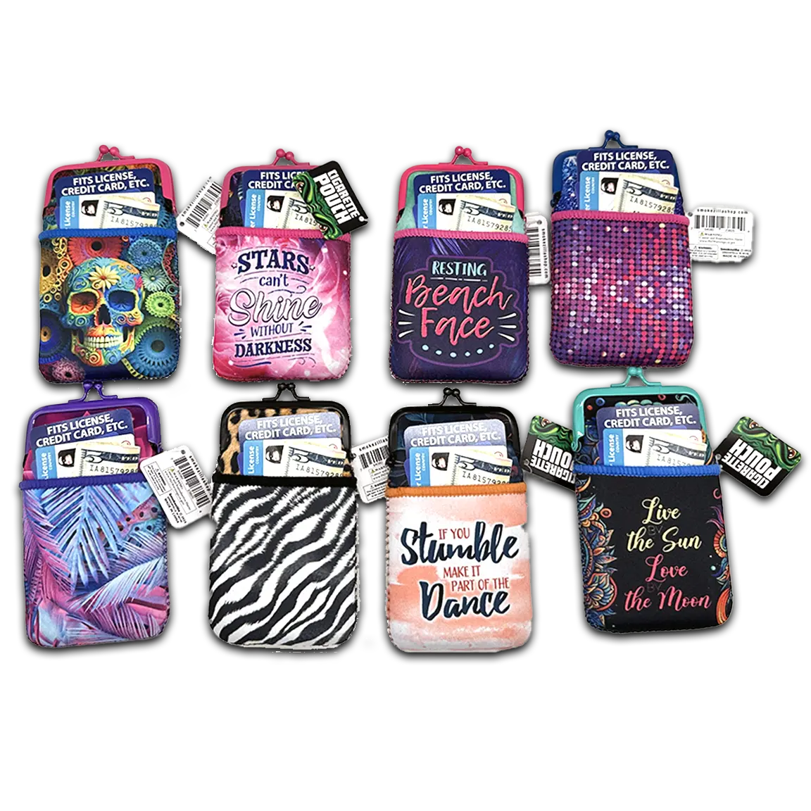 Neoprene Cigarette Pouch with Pocket - 8 Pieces Per Retail Ready Display 23825 SMOKEZILLA