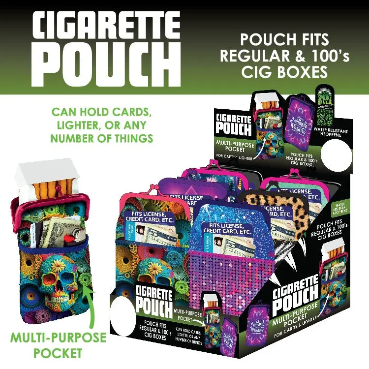 Neoprene Cigarette Pouch with Pocket - 8 Pieces Per Retail Ready Display 23825 SMOKEZILLA