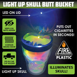 Printed Lid Light-Up Skull Butt Bucket Ashtray - 6 Pieces Per Retail Ready Display 23981 SMOKEZILLA