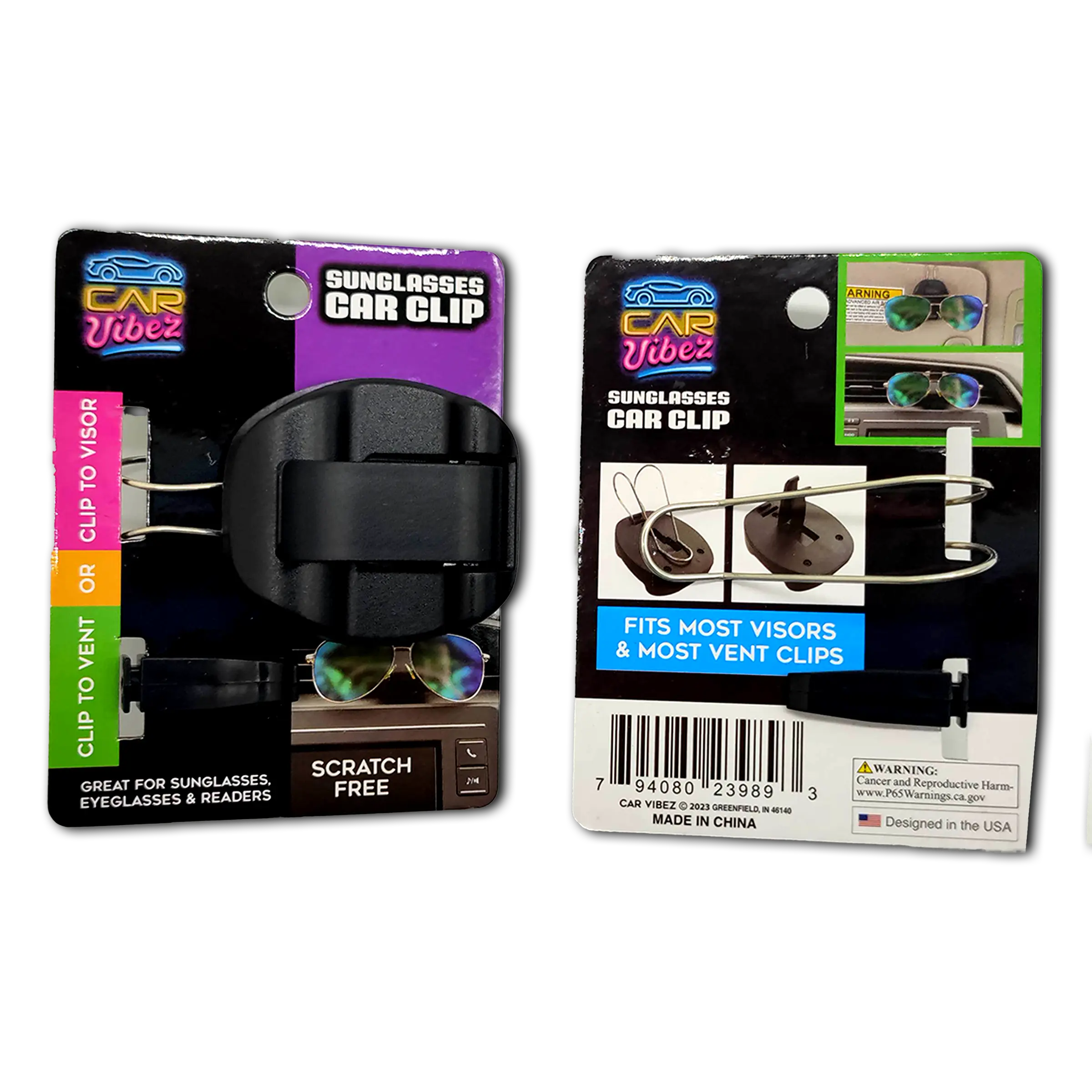 Sunglasses Car Vent and Visor Clip - 6 Pieces Per Retail Ready Display 23989 CAR VIBEZ