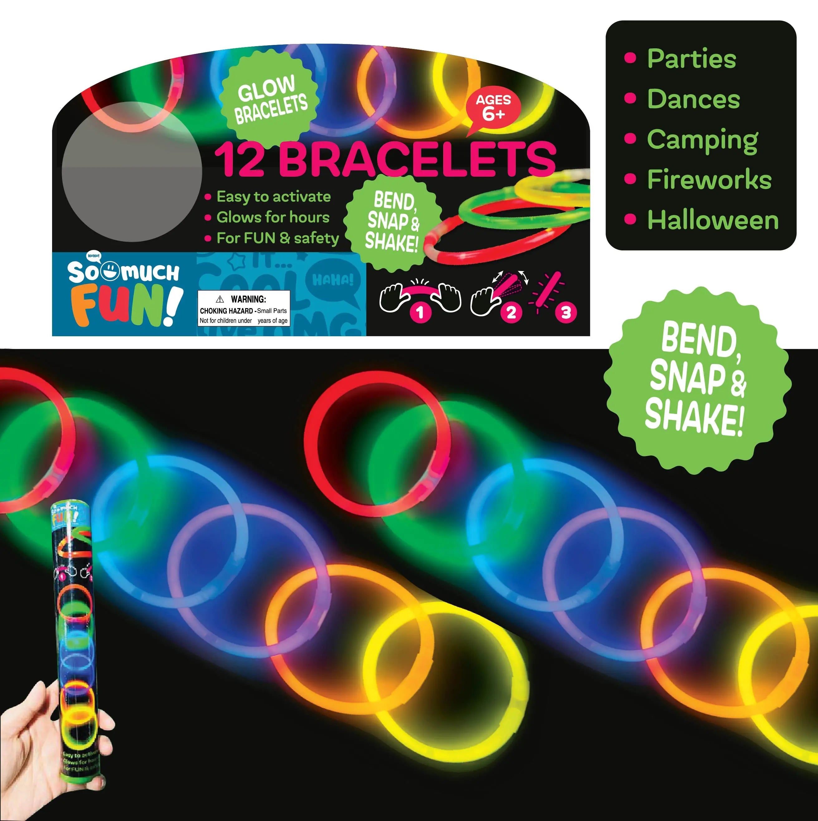 Glow in The Dark Bracelet Tube - 12 Pieces Per Pack 24034 KIPP BROTHERS