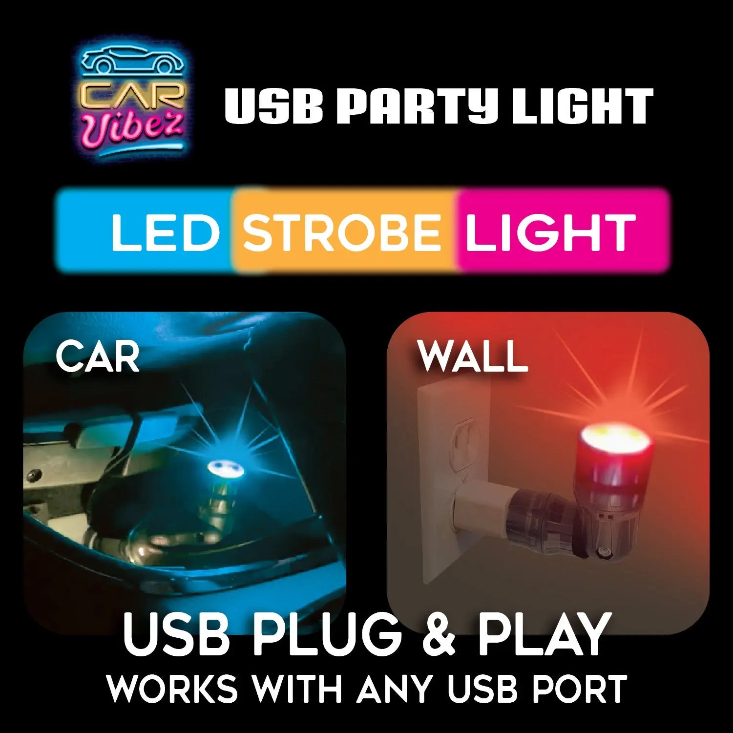 Mood Light USB Party Light - 6 Pieces Per Retail Ready Display 24061 CAR VIBEZ