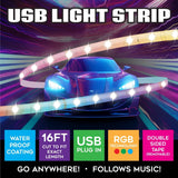 Mood Light Strip USB with Remote 16FT - 6 Pieces Per Pack 24338AZ CAR VIBEZ