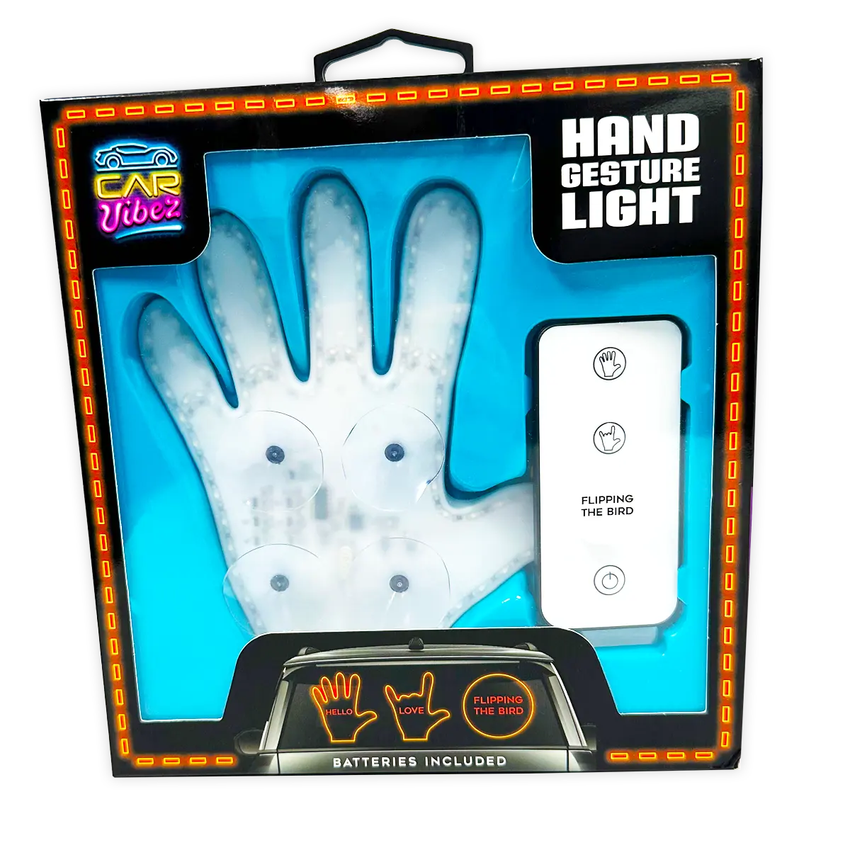 Hand Gesture Lighted Suction Cup Mount Sign with Remote - 6 Pieces Per Retail Ready Display 24454 CAR VIBEZ