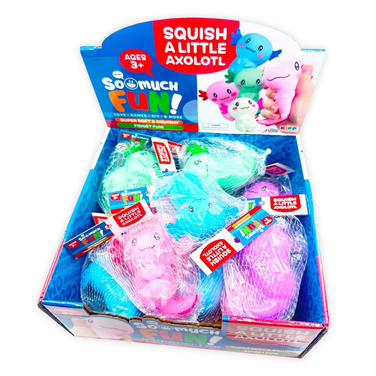 Squish and Squeeze Axolotl Toy - 12 Pieces Per Retail Ready Display 24767 KIPP BROTHERS