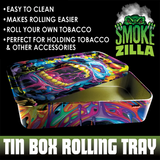 Metal Roll Tray with Storage Box - 8 Pieces Per Retail Ready Display 25021 SMOKEZILLA