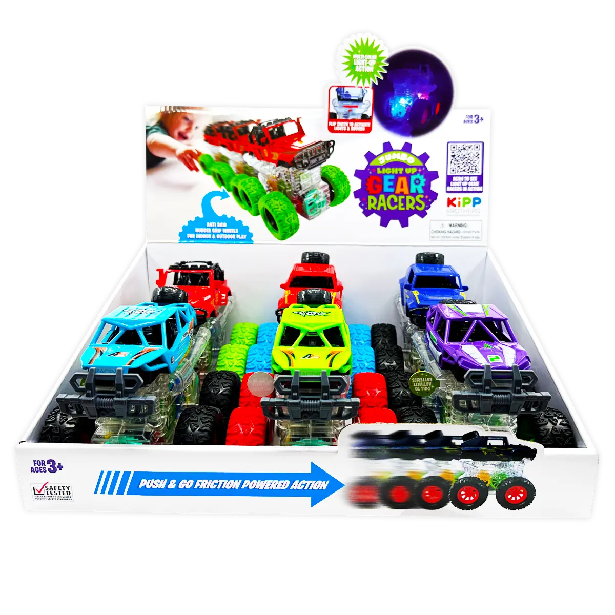 Friction Toy Car Light Up Jumbo Assortment - 6 Pieces Per Display 25030 KIPP BROTHERS