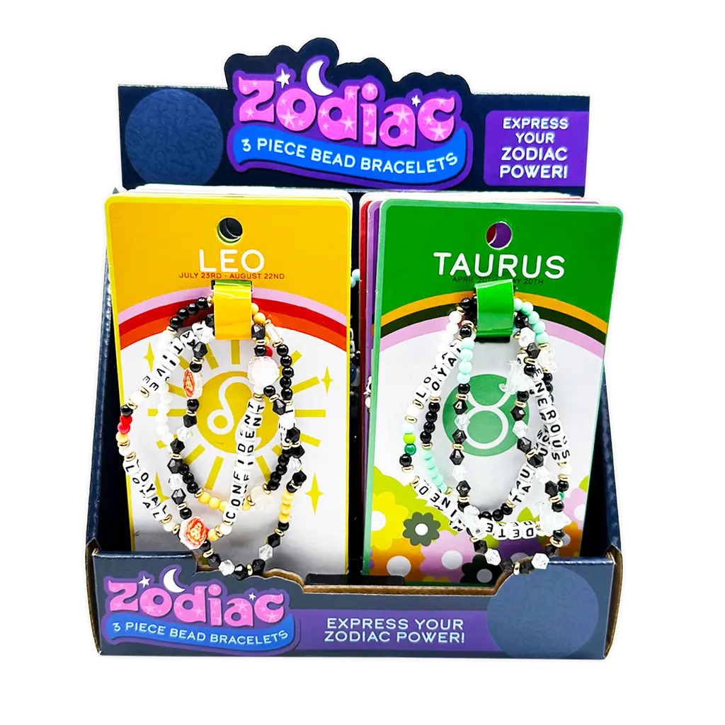 Zodiac 3-Piece Bead Bracelets - 12 Pieces Per Retail Ready Display 25069 NOVELTY INC