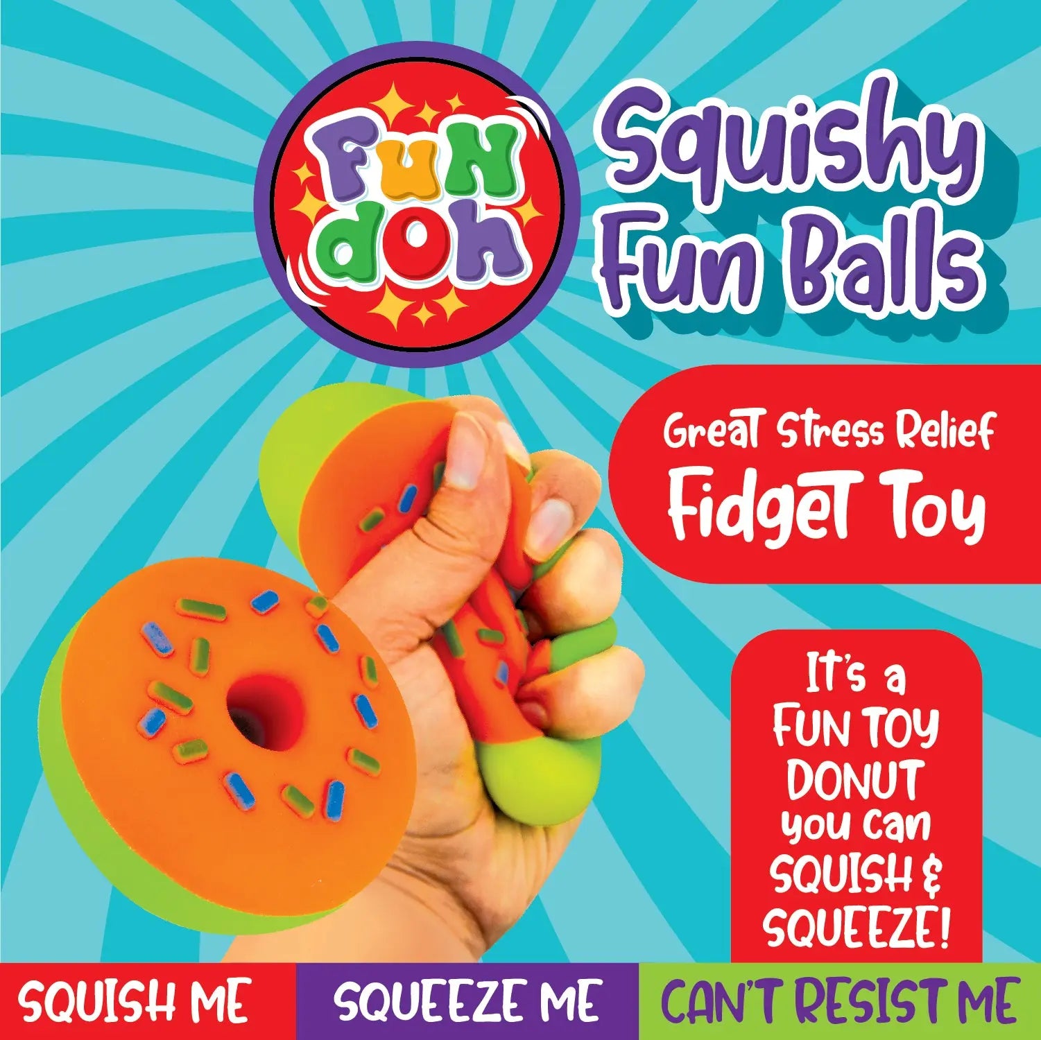 Squish and Squeeze Donut Toy - 12 Pieces Per Retail Ready Display 25083 KIPP BROTHERS