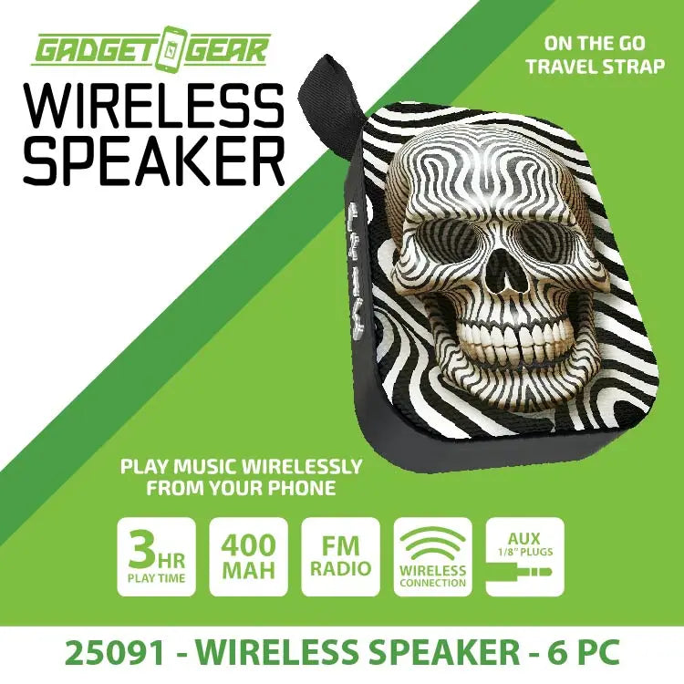 Wireless Speaker with FM Radio - 6 Pieces Per Retail Ready Display 25091 GADGET GEAR