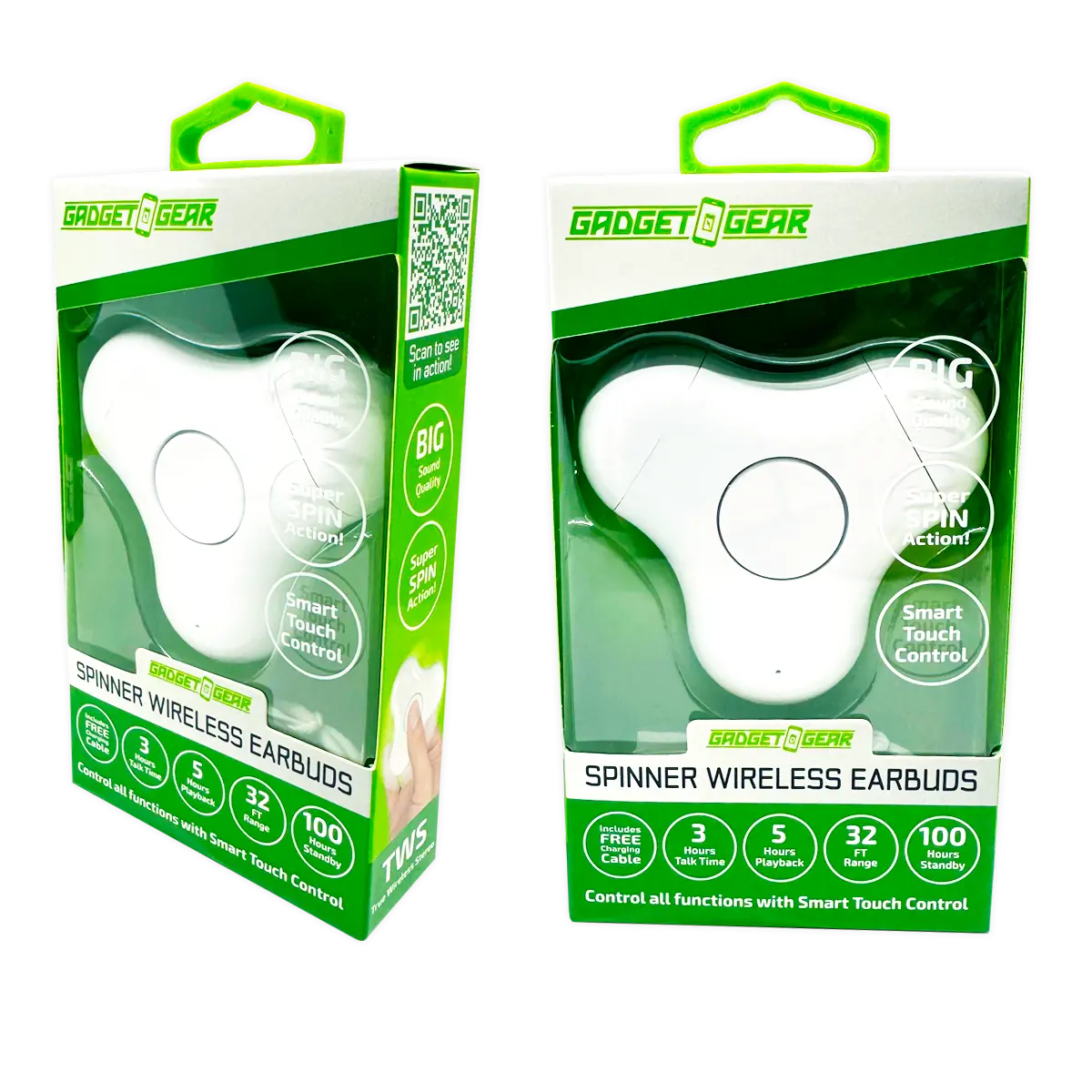 Wireless Earbuds with Fidget Spinner Case - 6 Pieces Per Retail Ready Display 25114 GADGET GEAR