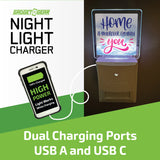 Night Light USB / USB-C Dual Port AC Wall Charger - 6 Pieces Per Retail Ready Display 25132