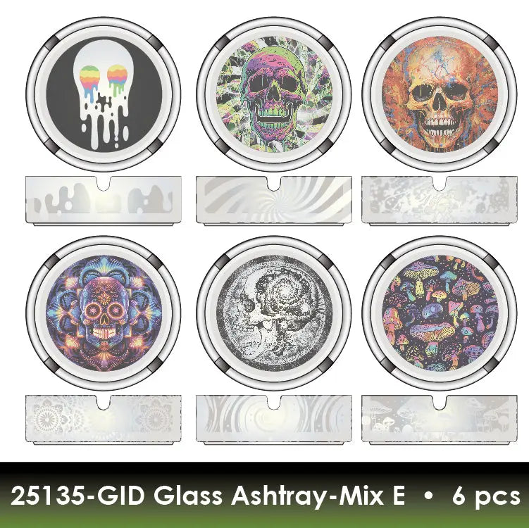 Glow in The Dark Glass Ashtray - 6 Pieces Per Retail Ready Display 25135 SMOKEZILLA