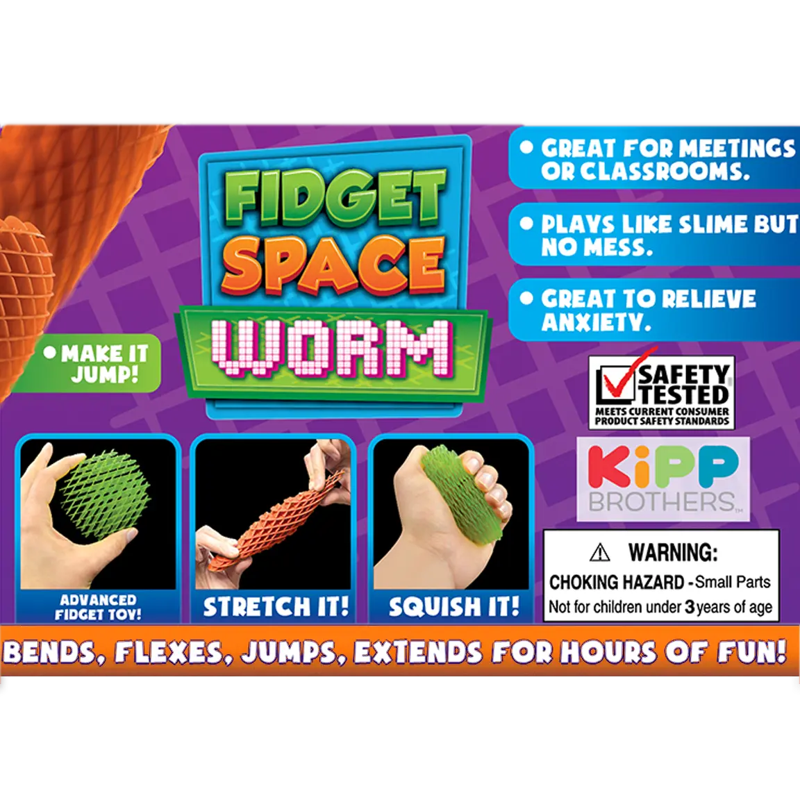 Fidget Space Worm Toy - 12 Pieces Per Retail Ready Display 25246 KIPP BROTHERS