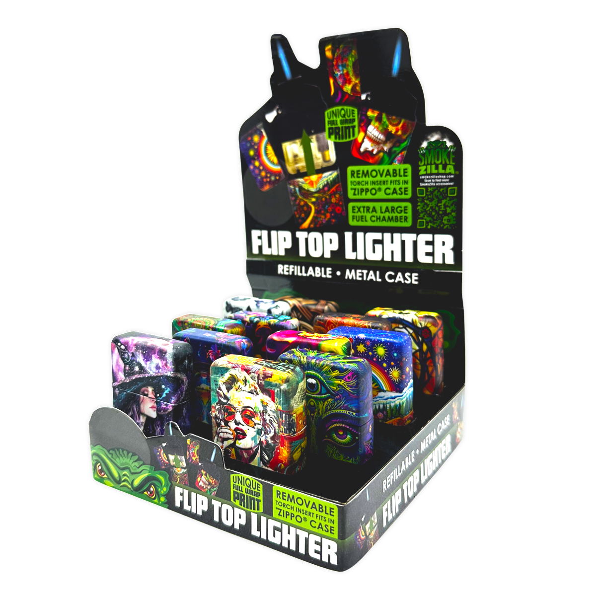 Metal Flip Top Lighter - 12 Pieces Per Retail Ready Display 25281 - NOVELTY INC WHOLESALE