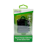 Retractable 30" Charger AC Dual Port USB-C 20 Watts - 6 Pieces Per Retail Ready Display 25383 GADGET GEAR