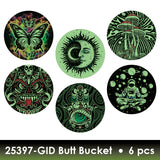 Glow In The Dark Lid Butt Bucket Ashtray with LED Light - 6 Per Retail Ready Display 25397