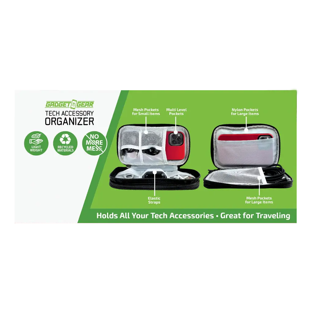 Tech Accessories Organizer Storage Bag - 6 Pieces Per Retail Ready Display 25485 GADGET GEAR