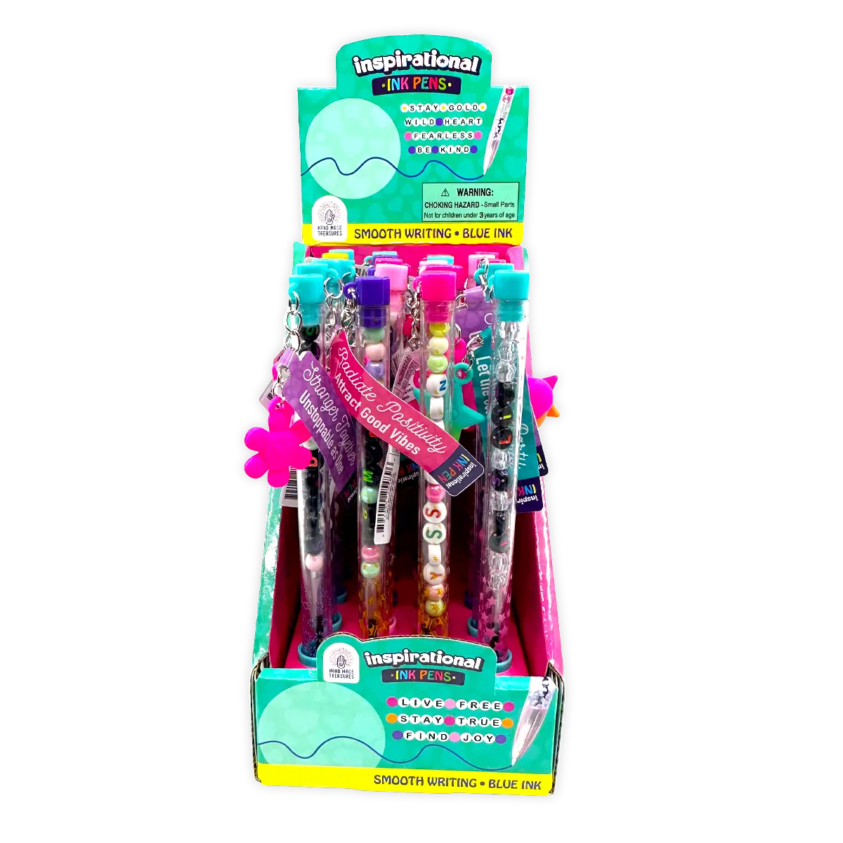 Beaded Inspirational Ink Pen with Charm - 24 Pieces Per Retail Ready Display 25489 NOVELTY INC