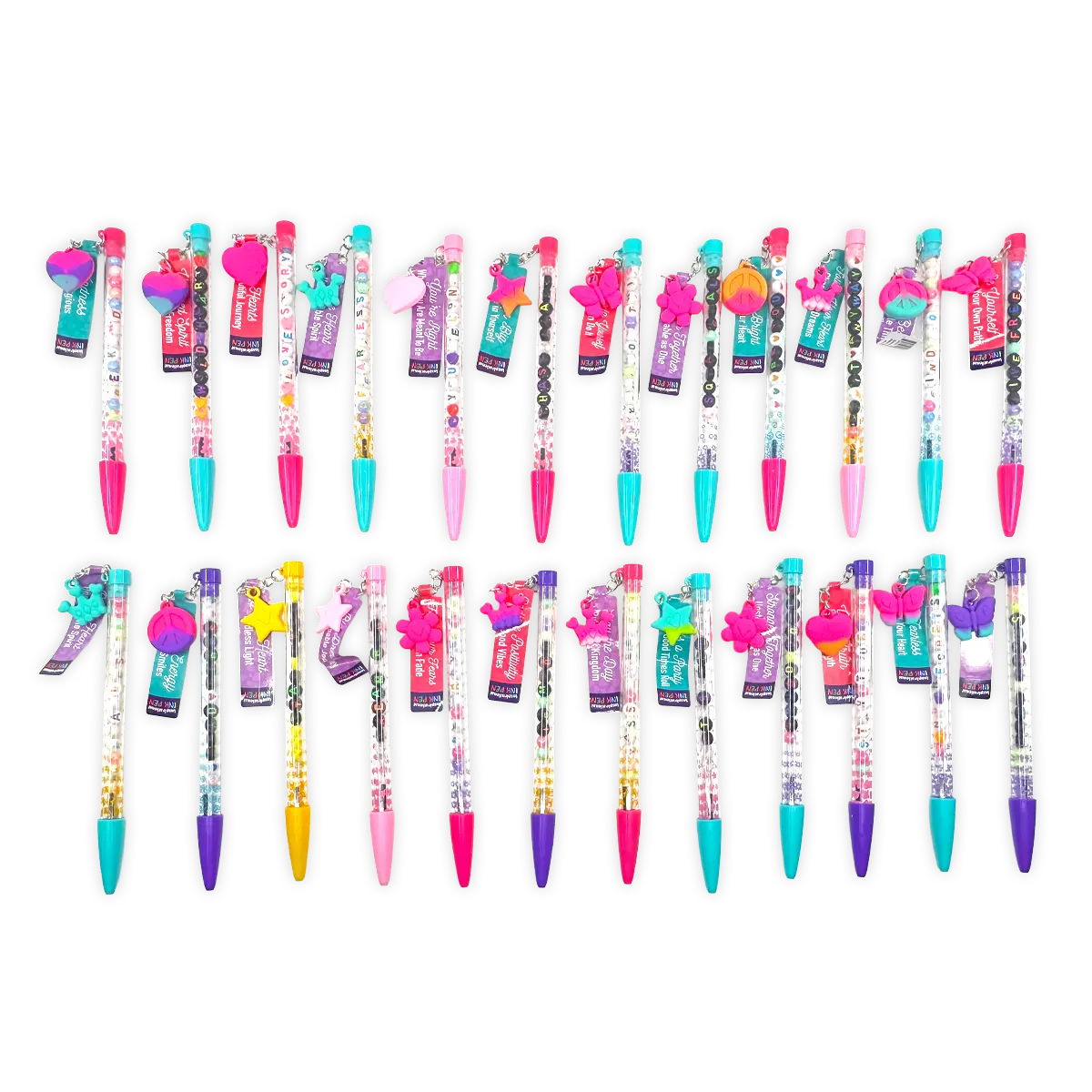 Beaded Inspirational Ink Pen with Charm - 24 Pieces Per Retail Ready Display 25489 NOVELTY INC