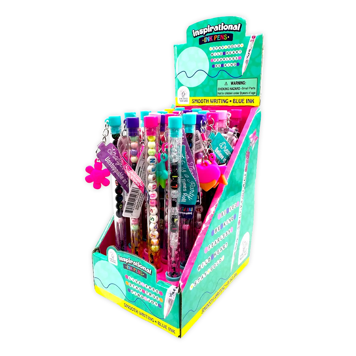 Beaded Inspirational Ink Pen with Charm - 24 Pieces Per Retail Ready Display 25489 NOVELTY INC