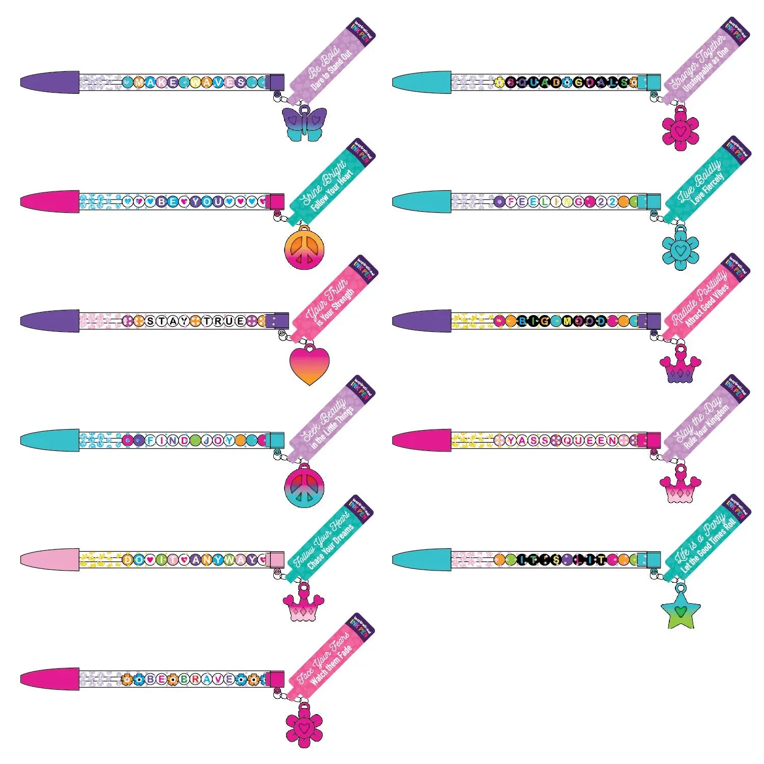 Beaded Inspirational Ink Pen with Charm - 24 Pieces Per Retail Ready Display 25489 NOVELTY INC