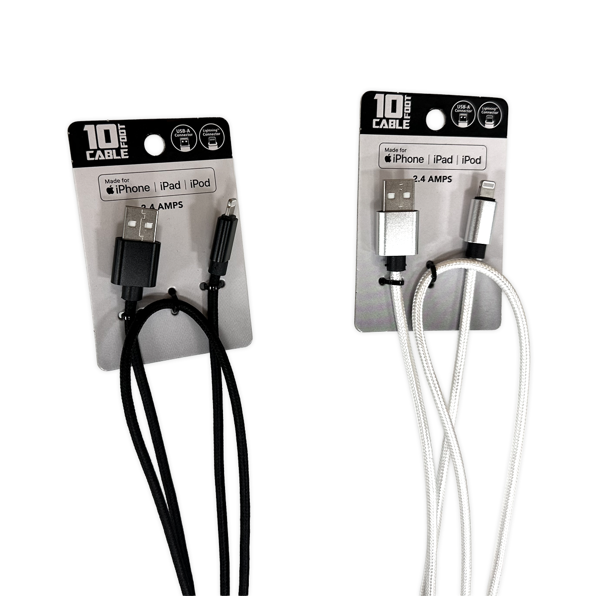 10FT Braided Sync and Charge Cable Assortment Floor Display - 24 Pieces Per Retail Ready Display Kit 88585 GADGET GEAR