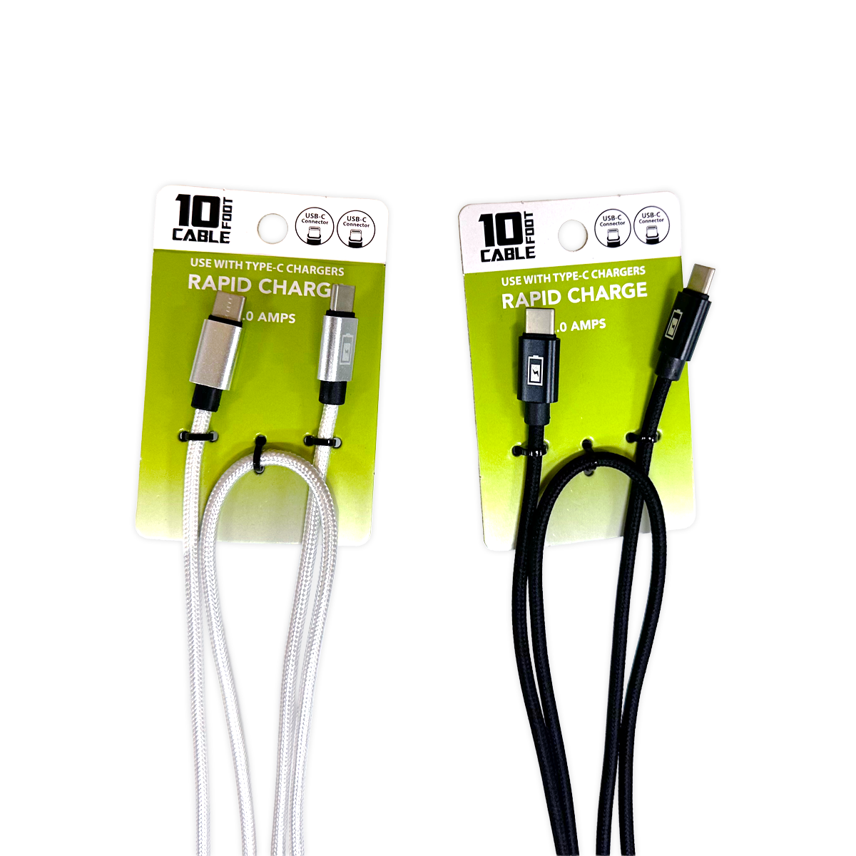 10FT Braided Sync and Charge Cable Assortment Floor Display - 24 Pieces Per Retail Ready Display Kit 88585 GADGET GEAR