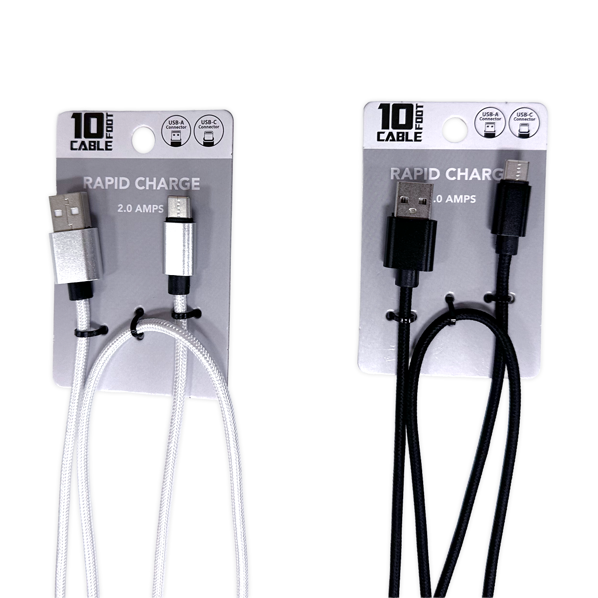 10FT Braided Sync and Charge Cable Assortment Floor Display - 24 Pieces Per Retail Ready Display Kit 88585 GADGET GEAR