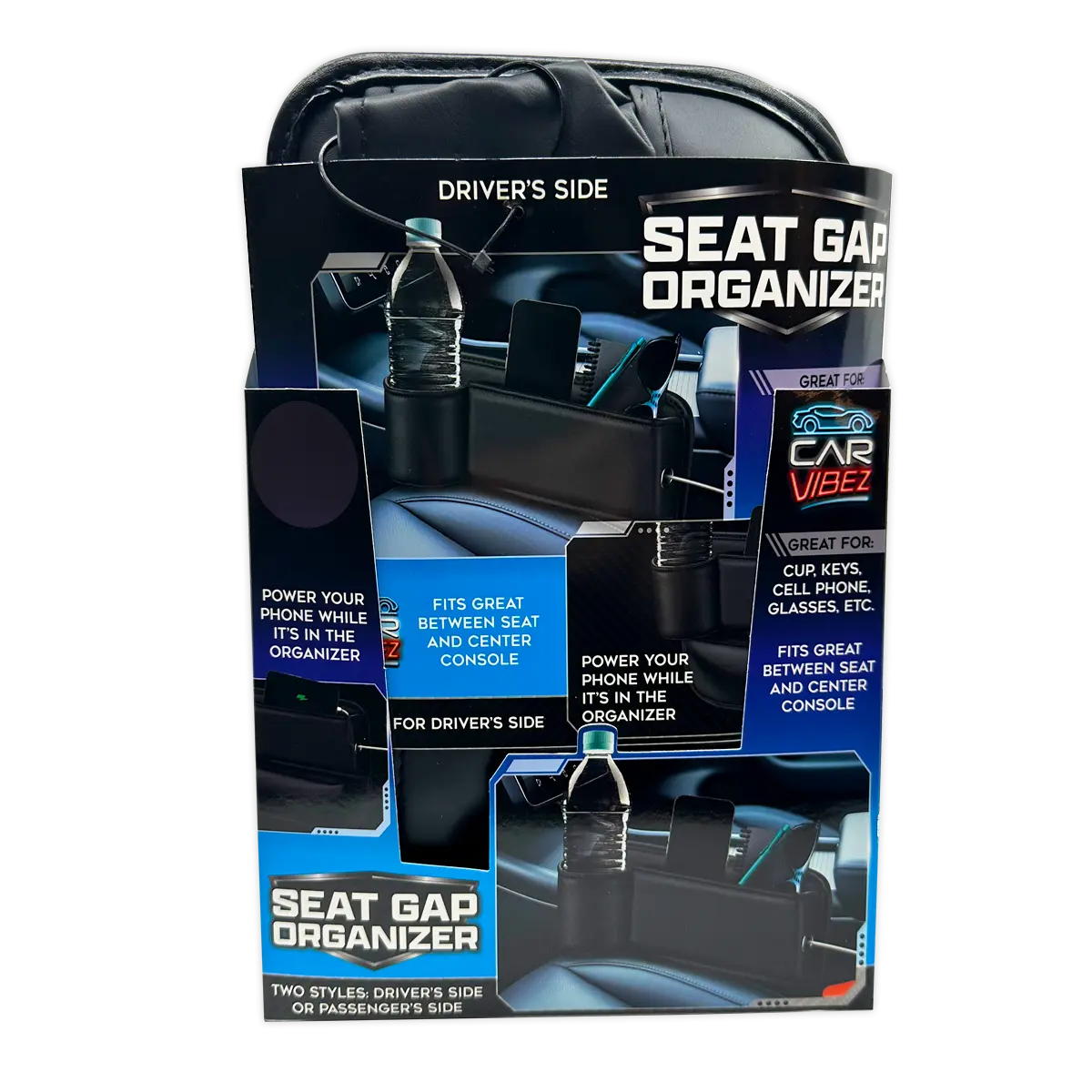 Seat Gap Filler Car Organizer - 6 Pieces Per Retail Ready Display 25804 CAR VIBEZ