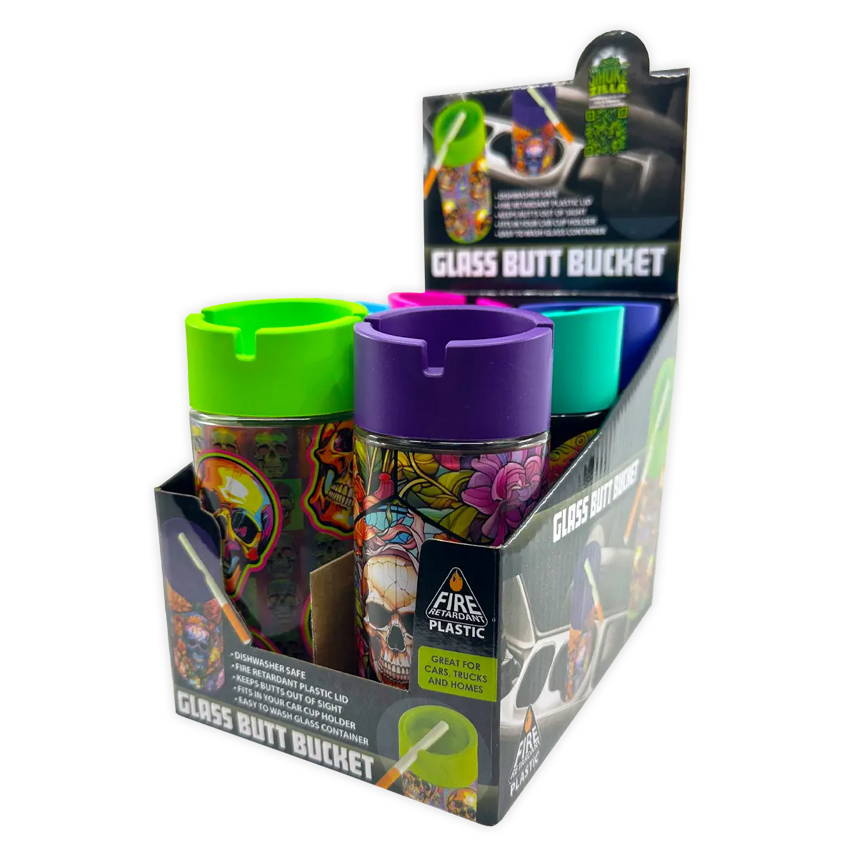 Full Print Glass Butt Bucket Ashtray - 6 Pieces Per Retail Ready Display 25830 SMOKEZILLA