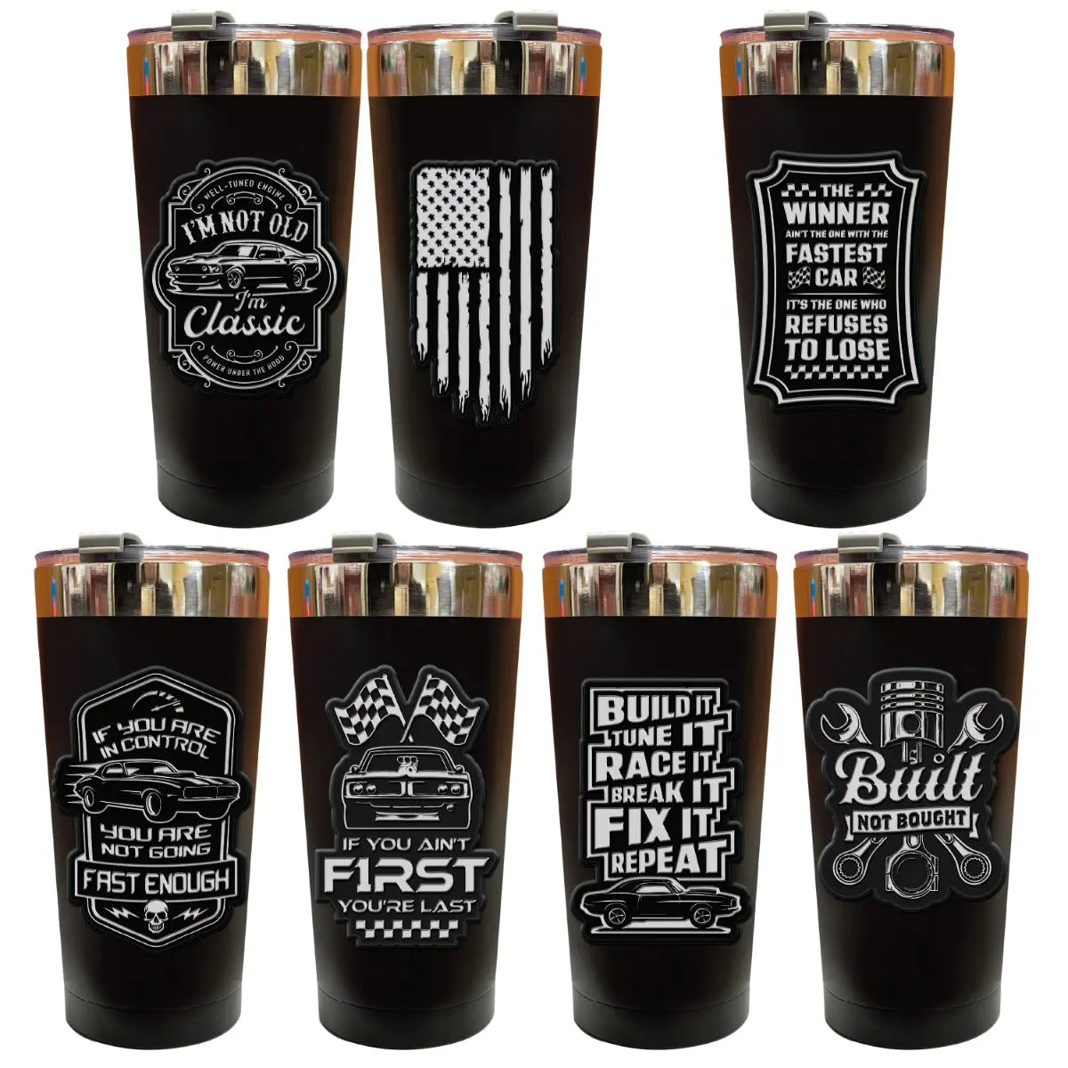 Stainless Steel 20oz Metal Emblem Insulated Printed Tumblers - 6 Pieces Per Retail Ready Display 25835 GEAR HEAD