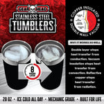 Stainless Steel 20oz Metal Emblem Insulated Printed Tumblers - 6 Pieces Per Retail Ready Display 25835 GEAR HEAD