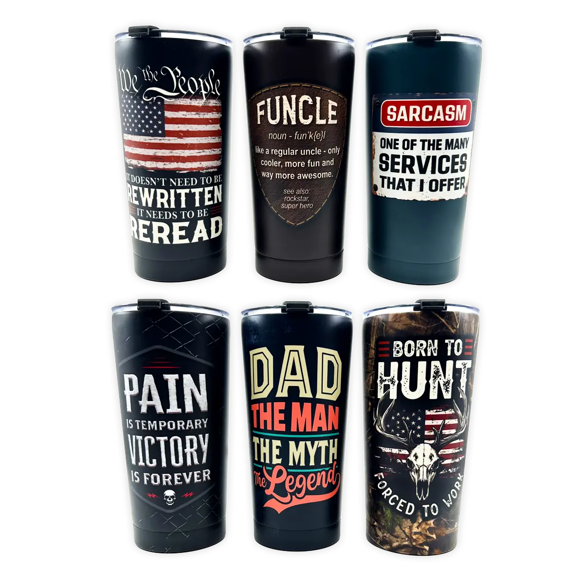 Stainless Steel 20oz Metal Emblem Insulated Printed Tumblers - 6 Pieces Per Retail Ready Display 25835 GEAR HEAD