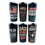 Stainless Steel 20oz Metal Emblem Insulated Printed Tumblers - 6 Pieces Per Retail Ready Display 25835 GEAR HEAD