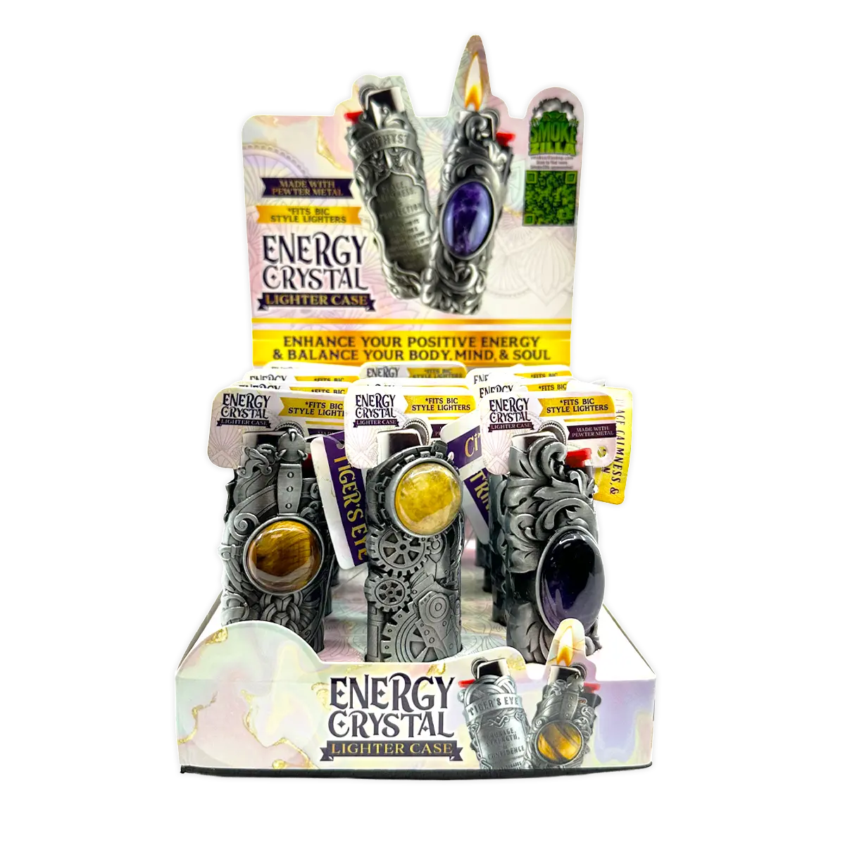 Metal Energy Stone Lighter Case - 12 Pieces Per Retail Ready Display 25847 SMOKEZILLA