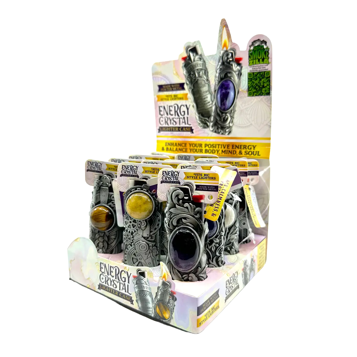 Metal Energy Stone Lighter Case - 12 Pieces Per Retail Ready Display 25847 SMOKEZILLA