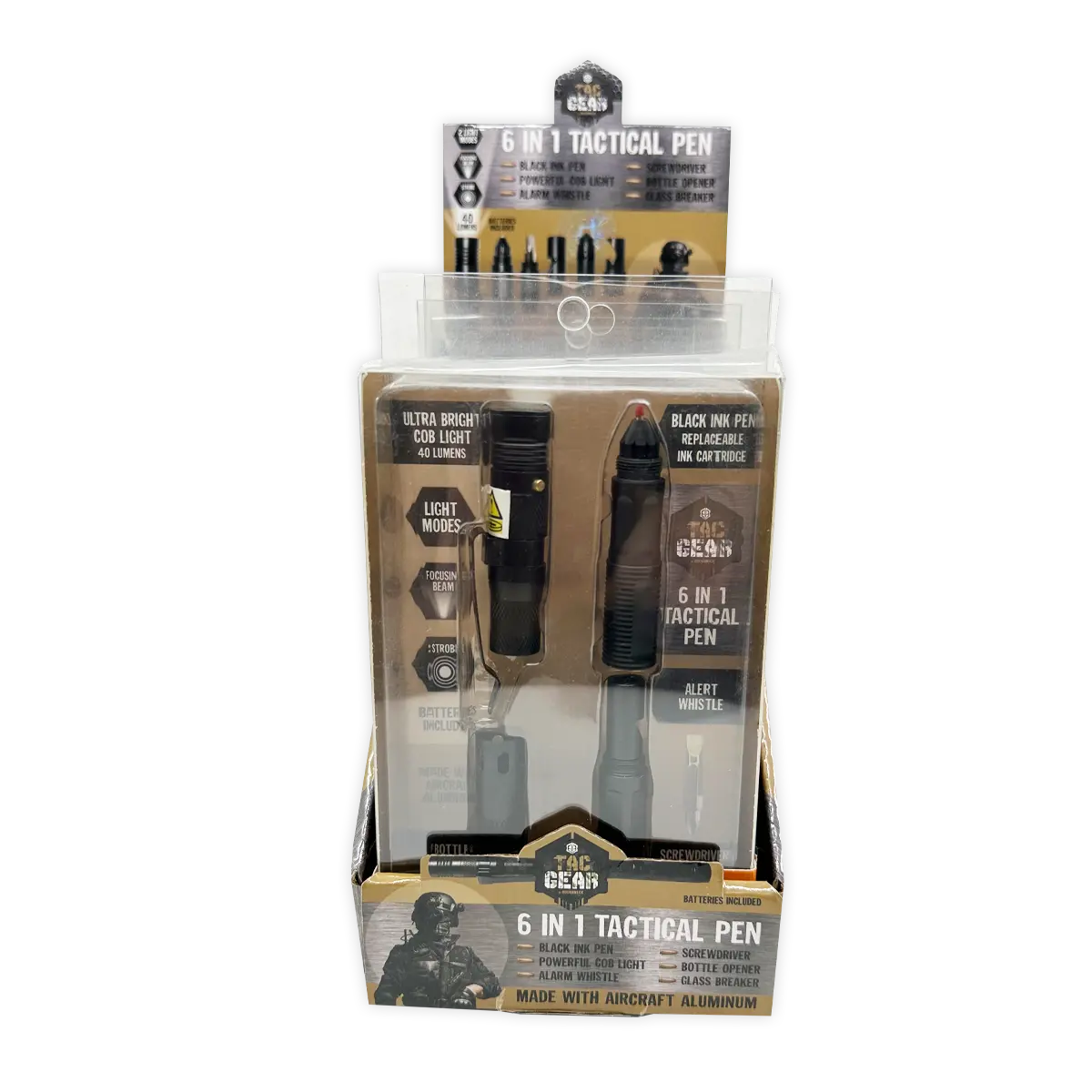 Multi-Tool 6-In-1 Tactical Pen with LED Flashlight - 6 Pieces Per Retail Ready Display 25852 TAC GEAR